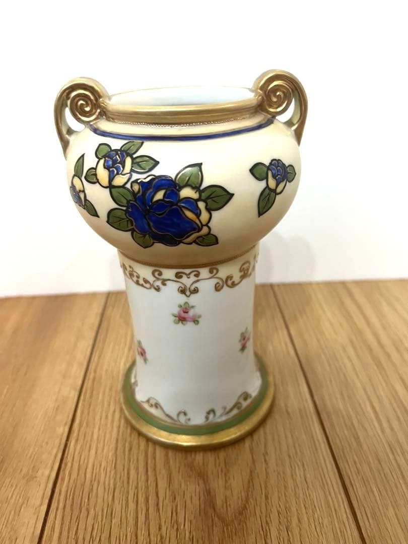 オールドノリタケ　ハンドペイント　花瓶　フラワーベース　金彩