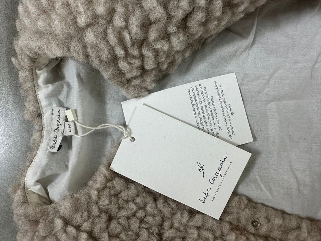 新品　bebe-organic ボアコート　白　Lane Baby Coat