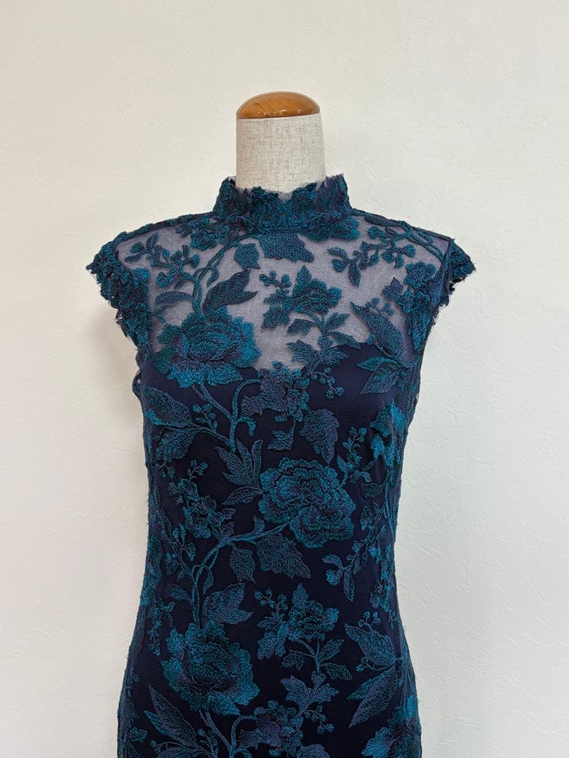 ダークブルー レース マーメイドドレス
