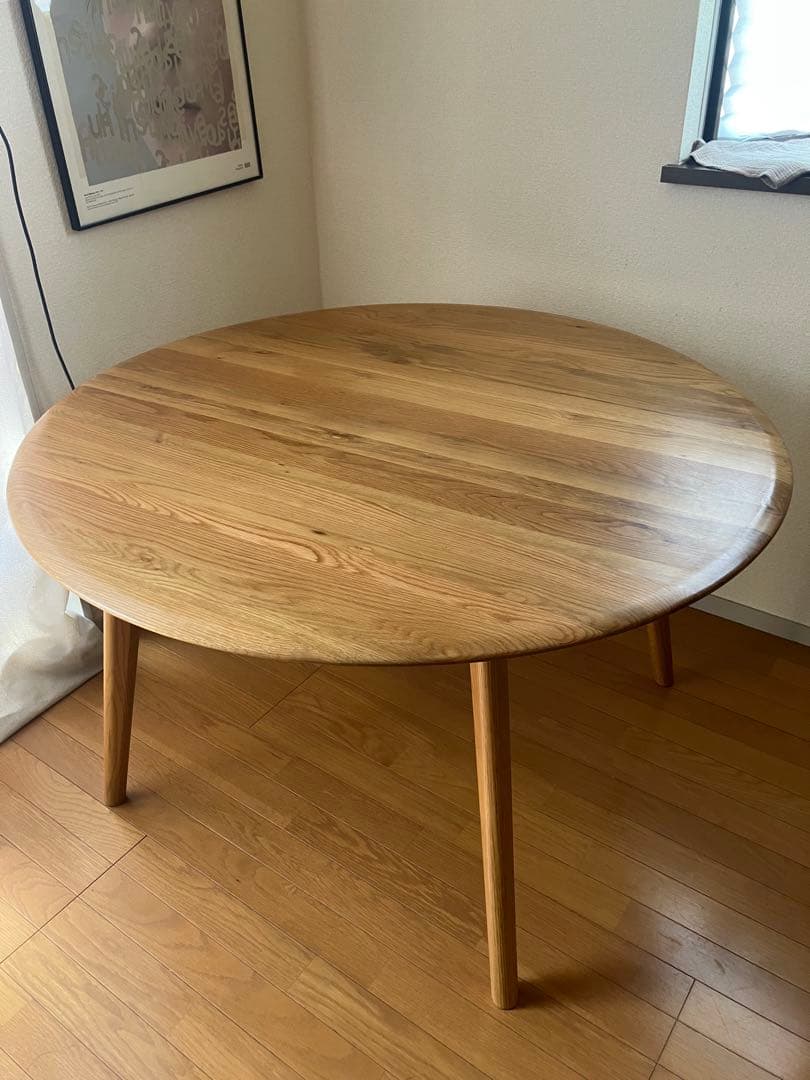 【pimさま専用】北欧調 120cm 円形オーク無垢材ダイニングテーブル