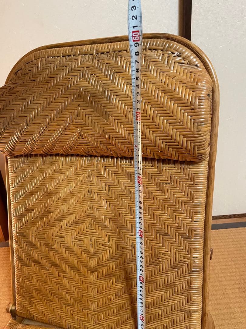 折りたたみ座椅子ラタン在庫2有りハイバックチェア 高60㎝、座面奥行