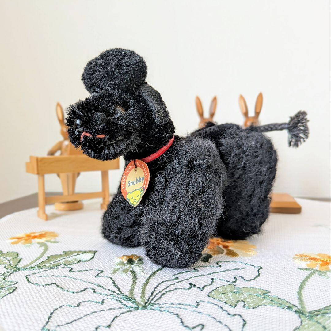 希少・最小サイズ　シュタイフ スノビー プードル 1950年代 ヴィンテージ 黒