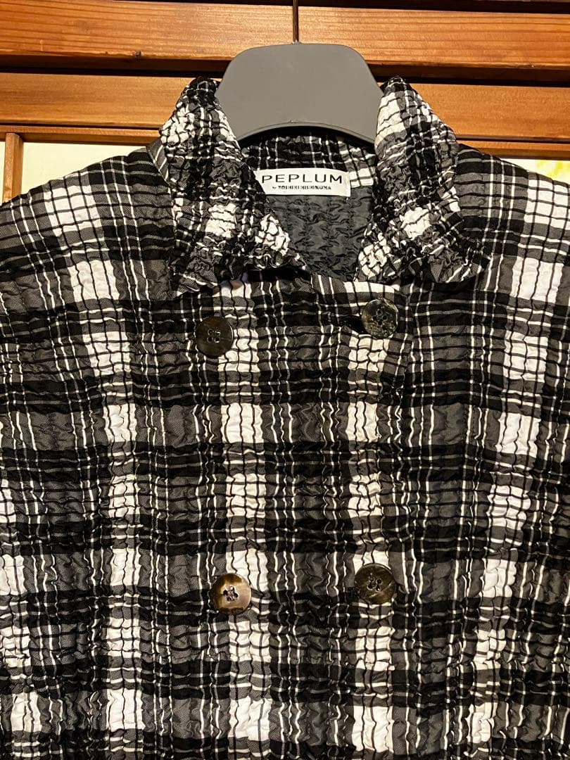 PEPLUM ヨシキヒシヌマ　黒白ギンガムチェックコート PEPLUM ヨシキヒシヌマ黒白ギンガムチェックコート