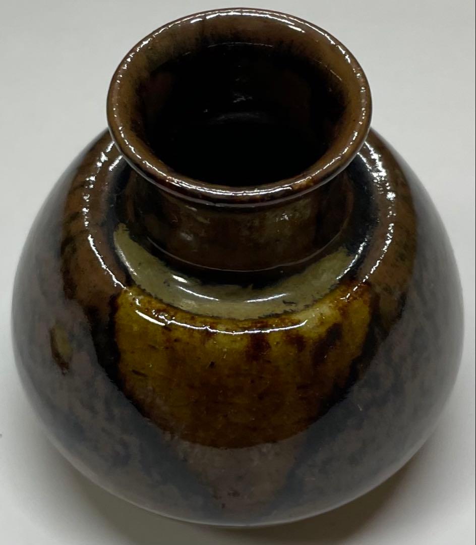 膳所焼 淡海ぜぜ 陽炎園 茄子茶入 仕覆 共箱 共箱(四方