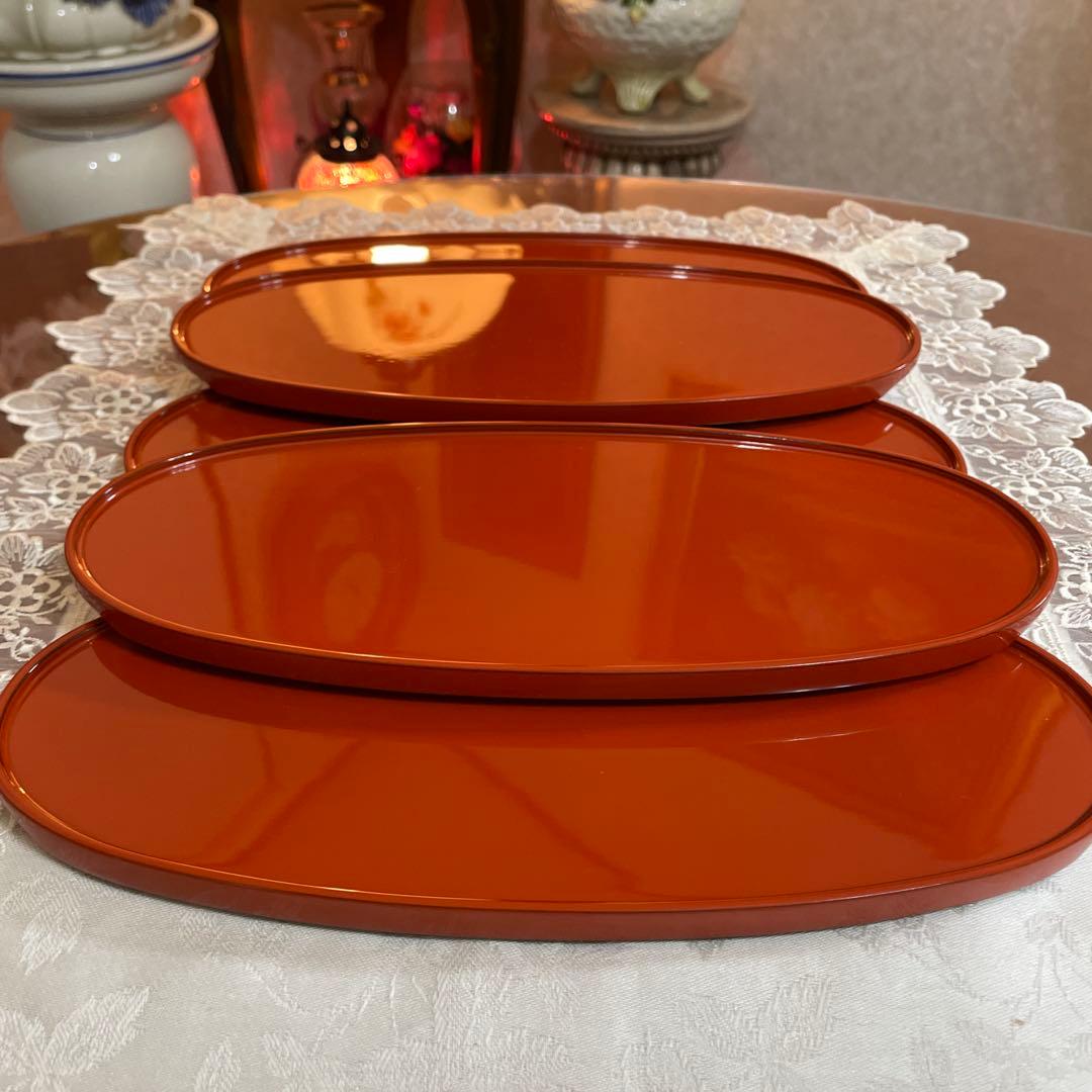 輪島塗　慶塚　楕円　お盆　 5枚セット　前菜盆　オーバル　未使用