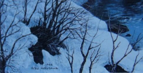 黒沢信男【山峡待春】、希少な額装用画集より、厳選、新品額装、マット額装付