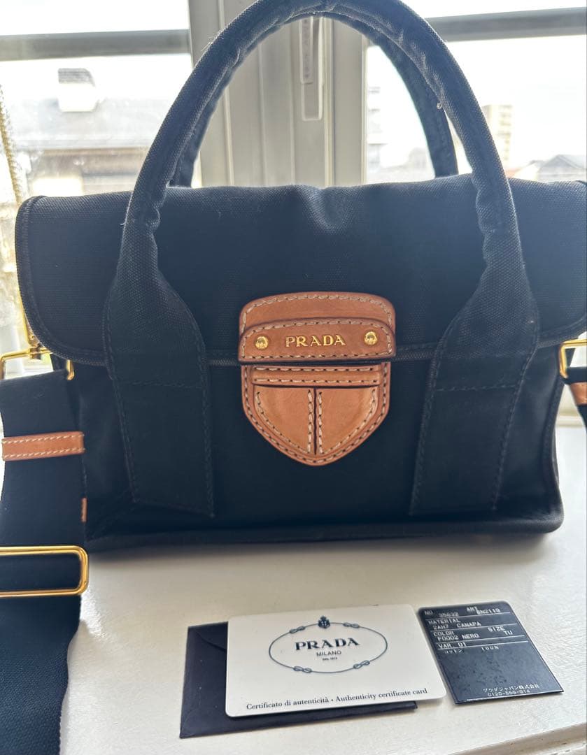 なまこ様PRADA カナパ　ヴィンテージ　バッグ ブラック ショルダー