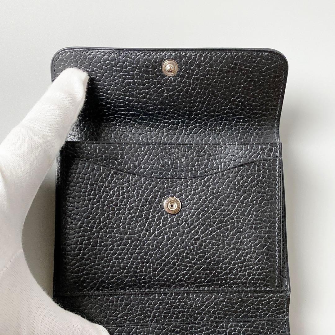 HERMES / イリアードコンパクト W刻印 二つ折り財布 ブラック
