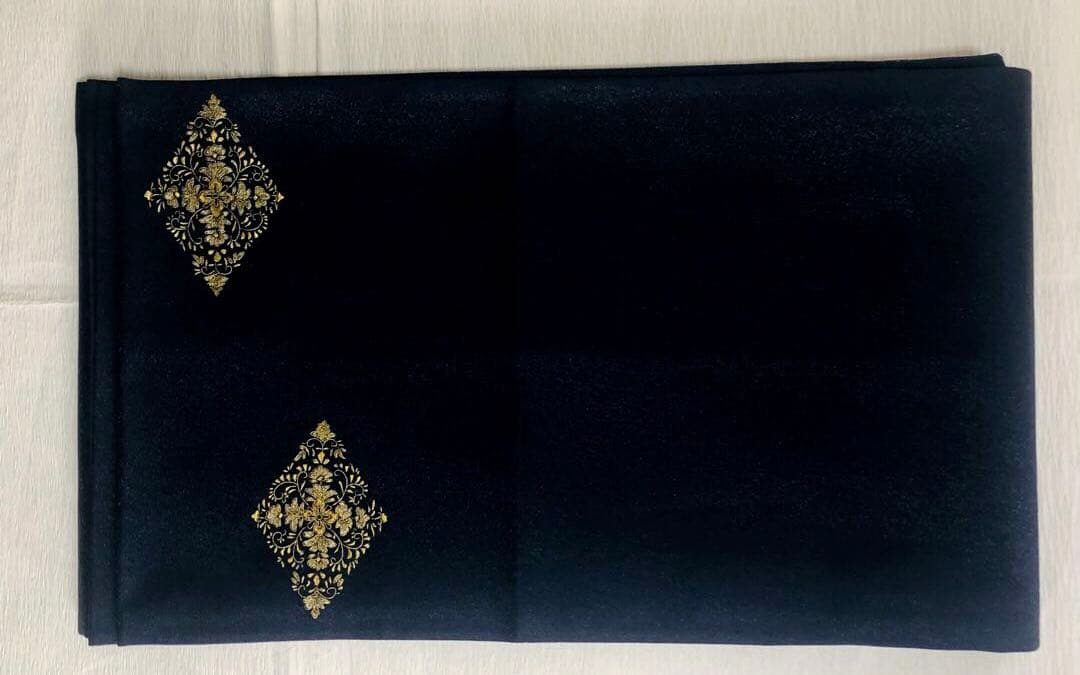 美品 並尺】袋帯 貴久樹 刺繍 金 更紗 帯丈430cm 帯幅31cm -