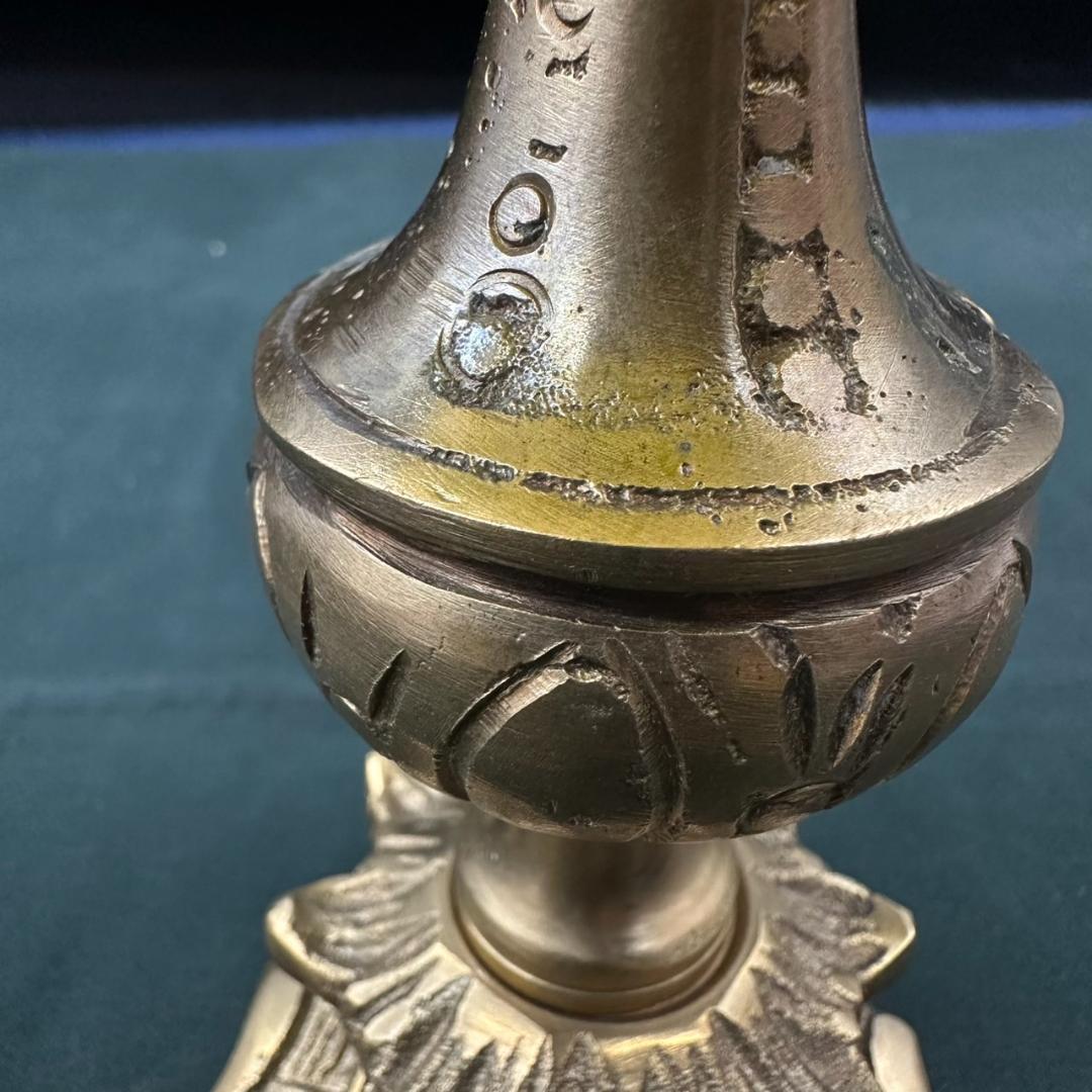 エミールガレ 真鍮台座 ランプ 1灯照明 カメオ彫り 被せガラス 高さ