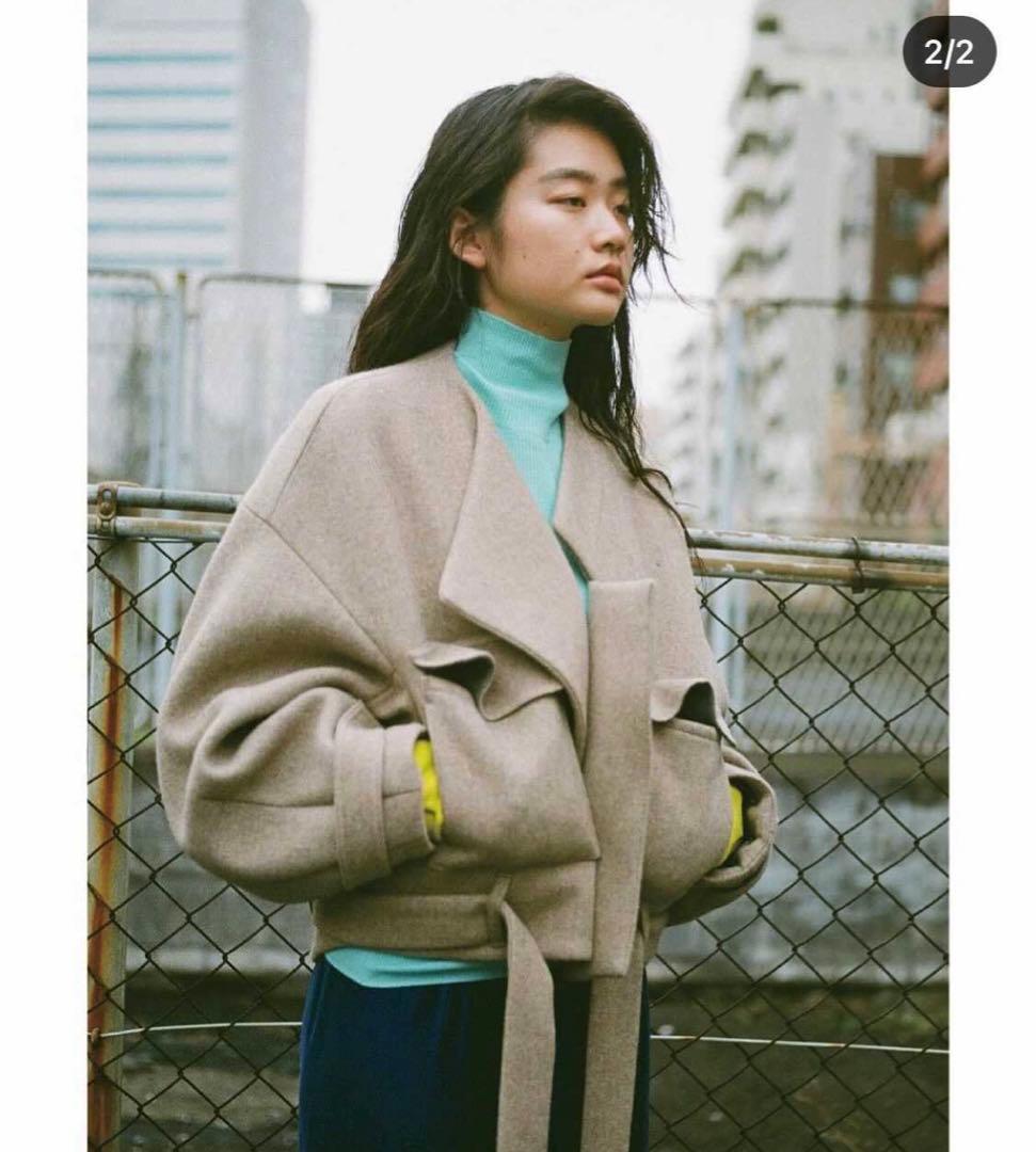 ENFOLD enfold ノーカラーコート エンフォルド ウールリバーノーカラー