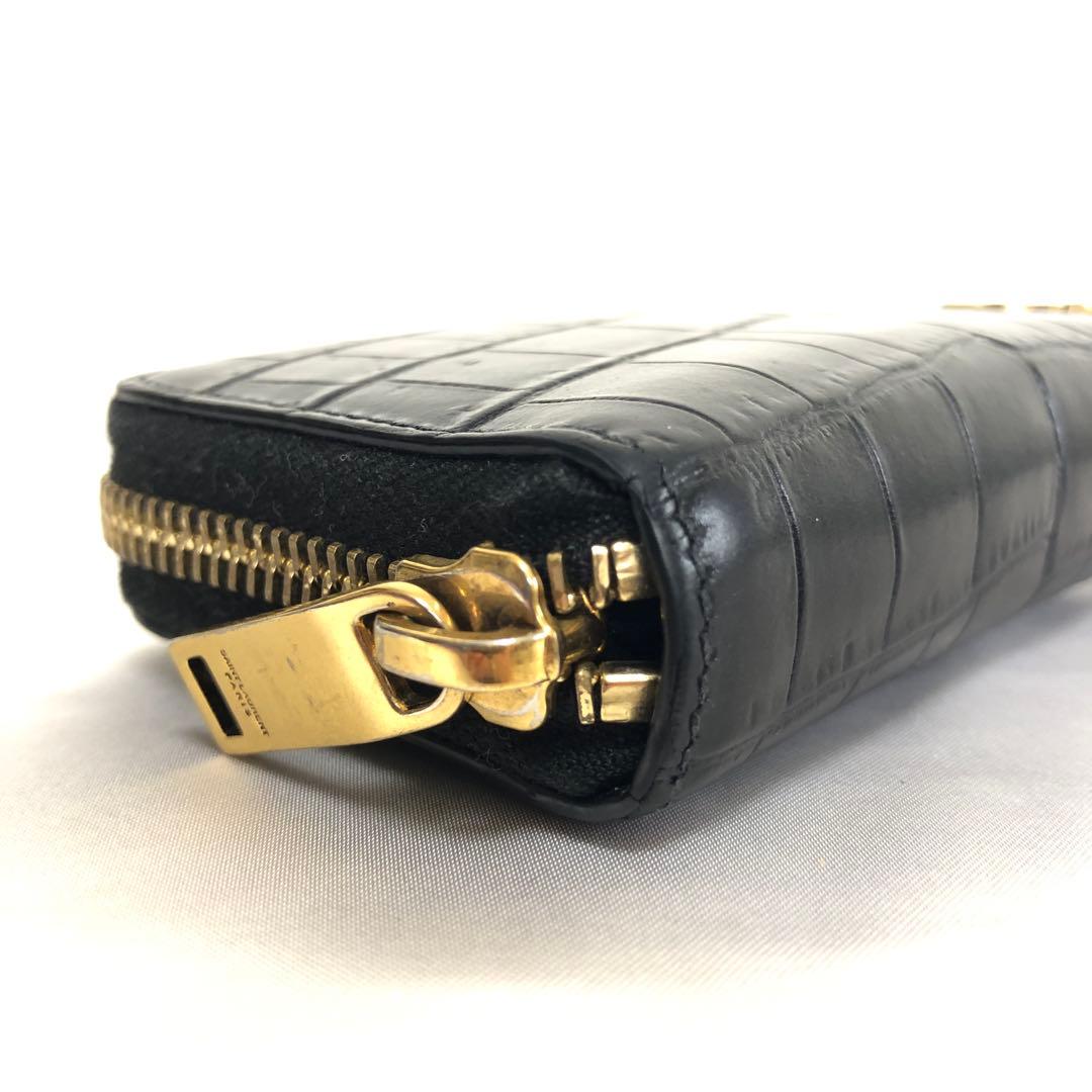 極美品　サンローランパリ　ケース　YSLロゴ　クロコ型押し　レザー　黒