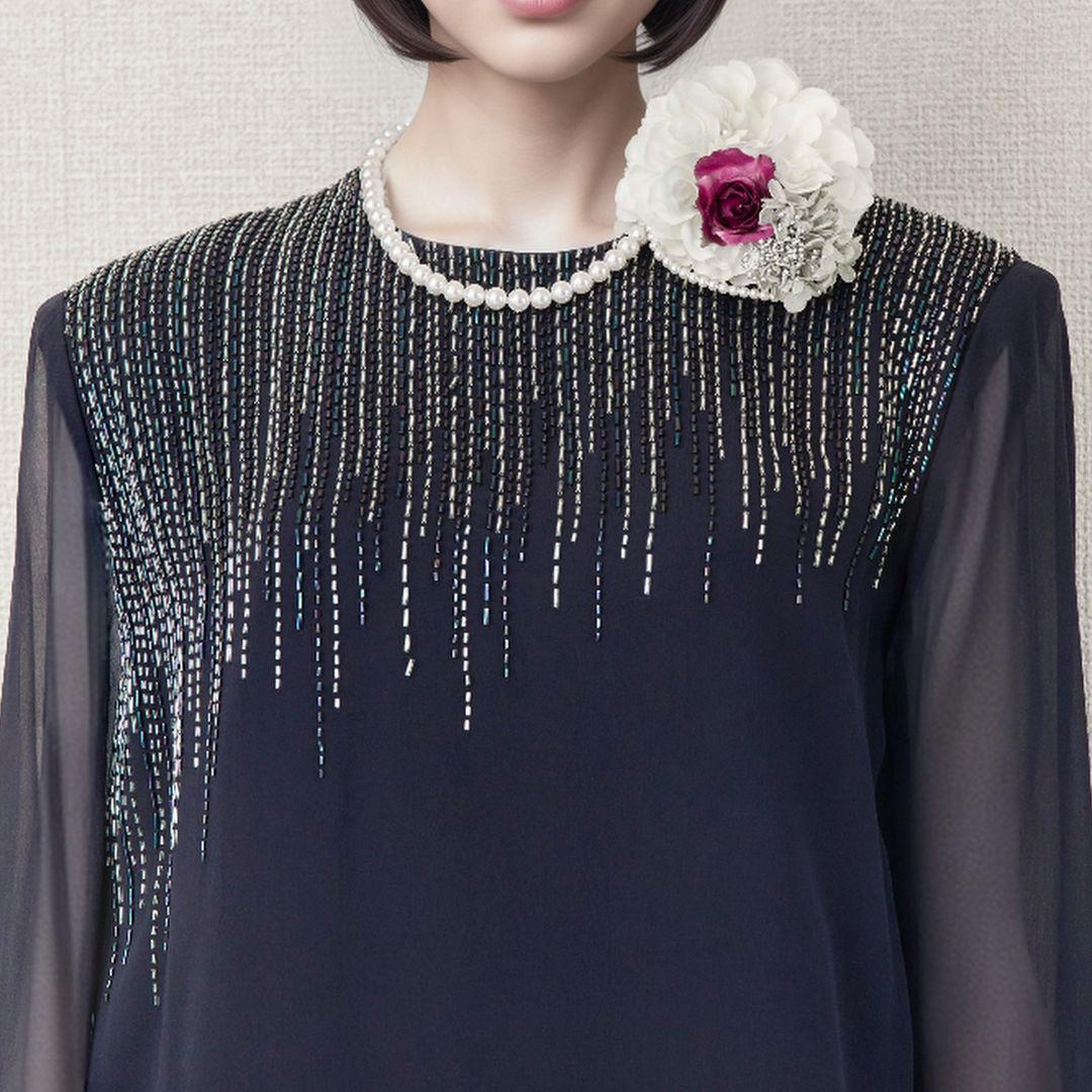 ◎当日発送可能【美品】ハナエモリ　11号相当　ネイビー　セレモニードレス　ロング