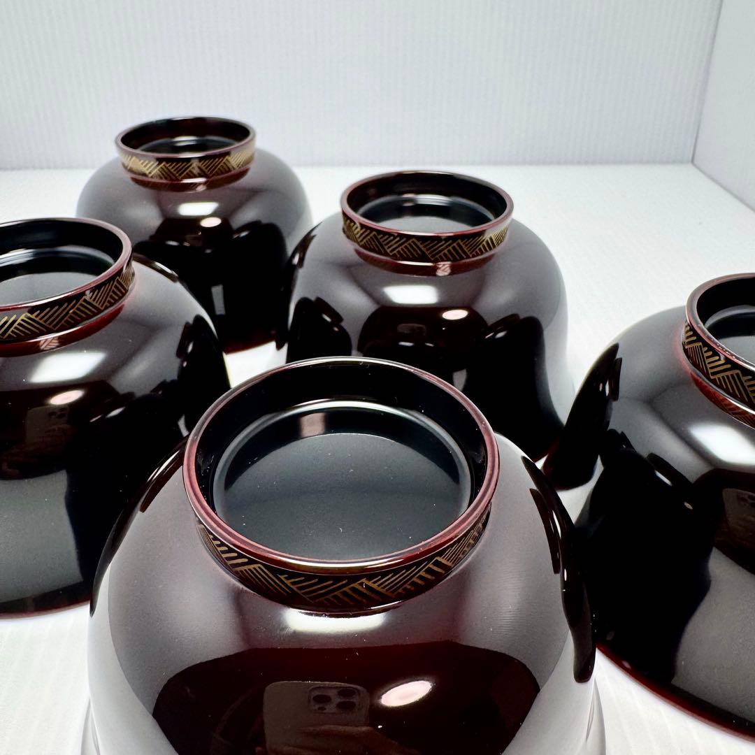 新品 輪島塗 汁椀 お椀 ５客セット 漆 漆器 伝統工芸 吸物椀 輪島漆器