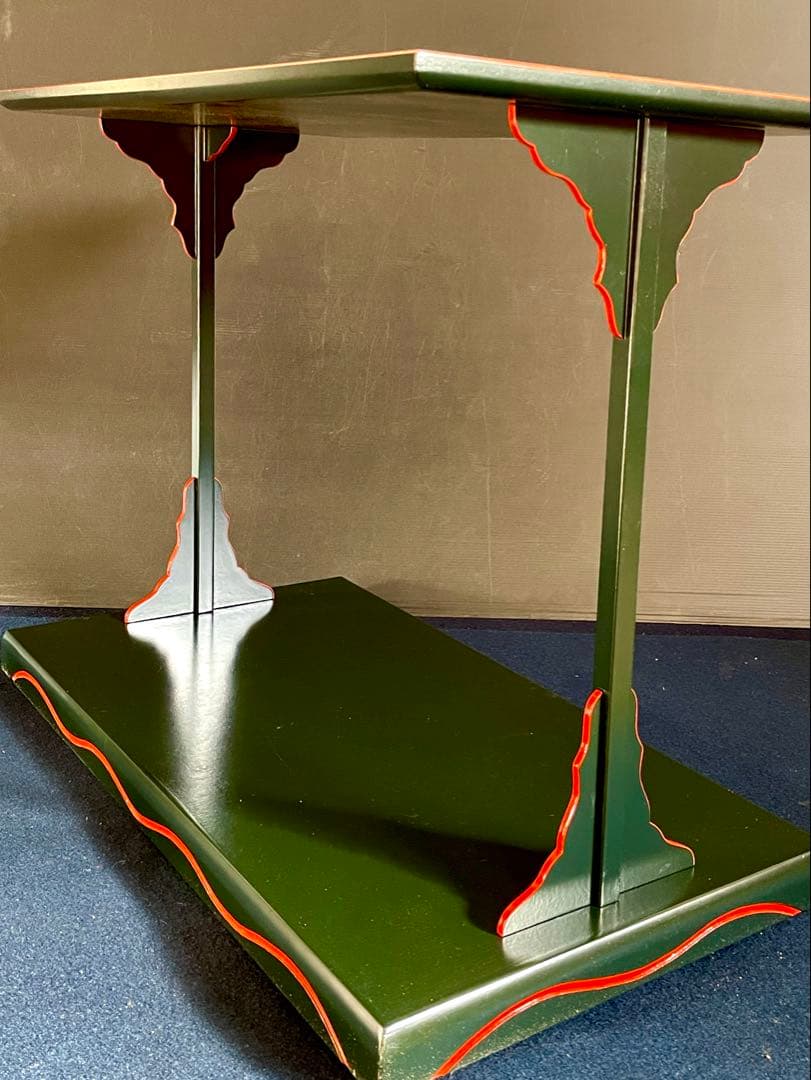 美品】「祖」 宗旦好 青漆爪紅 及台子 幸斎 共箱 茶道具 （123F⑤）