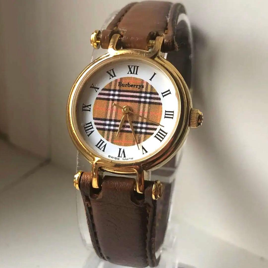 Burberry バーバリー レザーベルト 腕時計 ノバチェック柄 電池新品