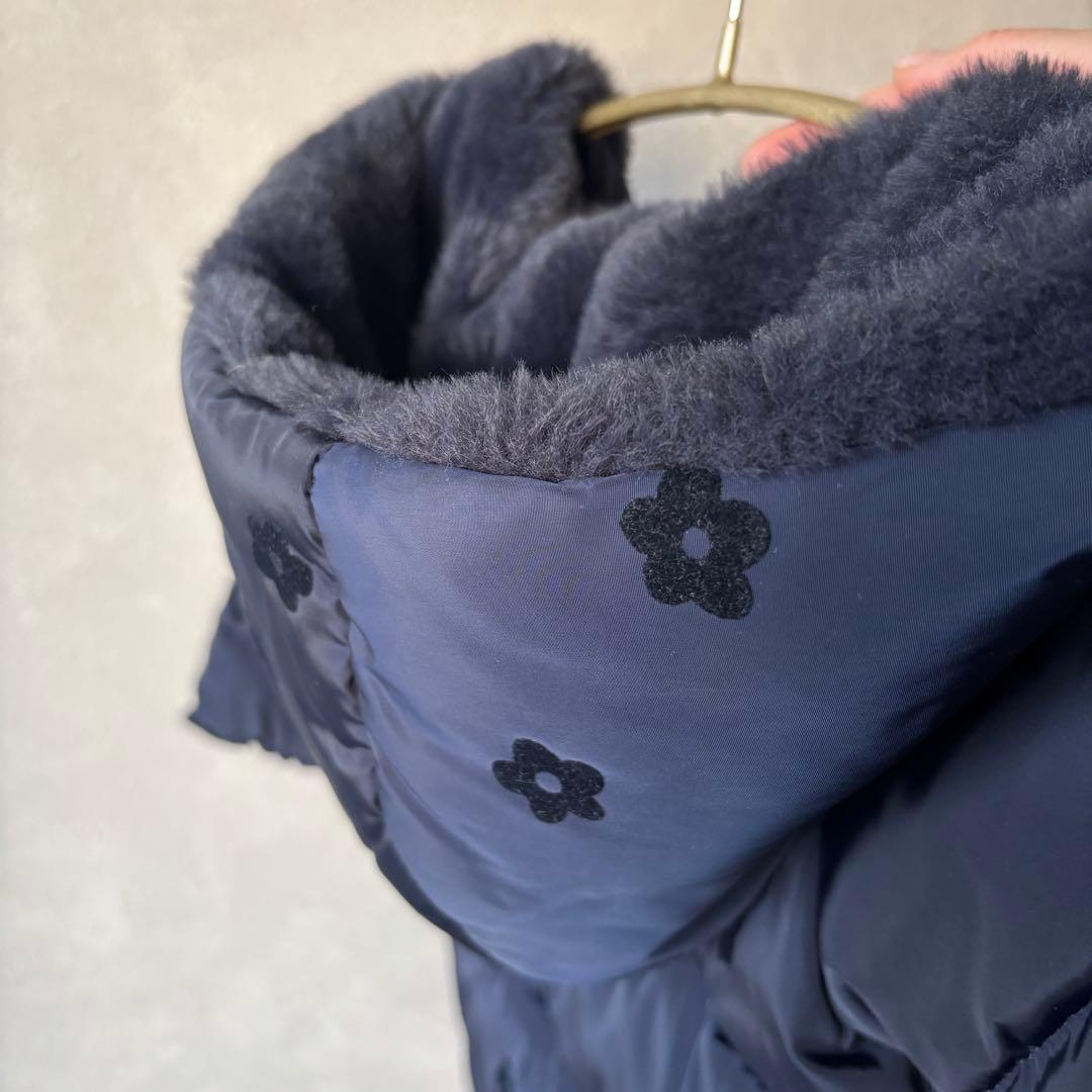 jacadi ネイビー 花柄ダウンコート 88cm