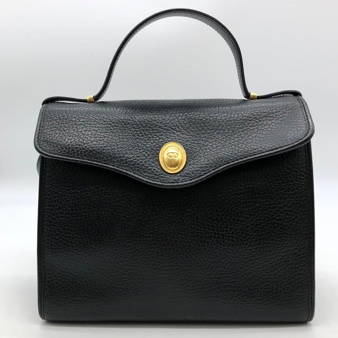 ✨美品✨ディオール ハンドバッグ 2way オーバル ロゴ ゴールド金具 レザー