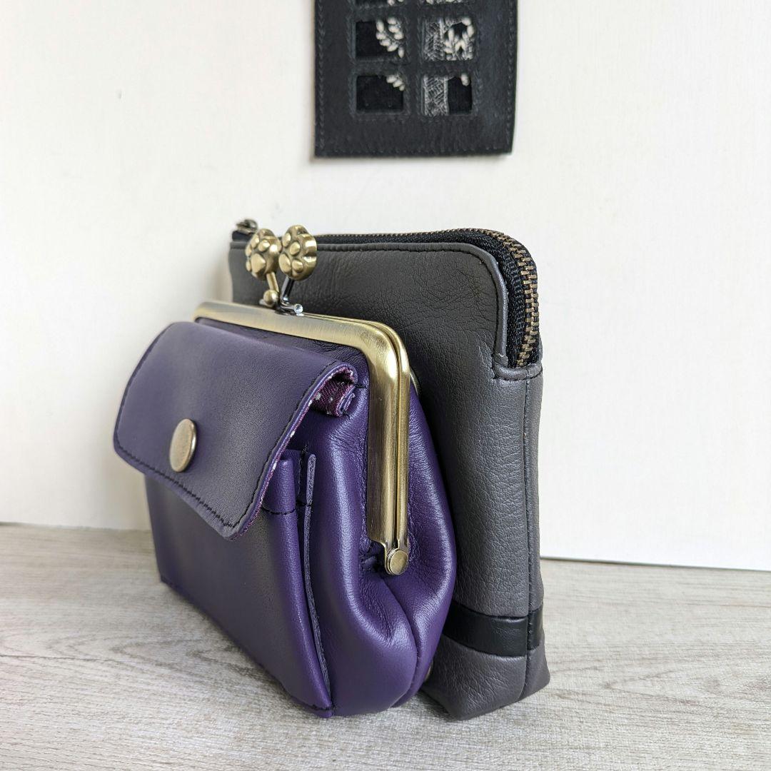 kana　がま口ショルダーバック　革