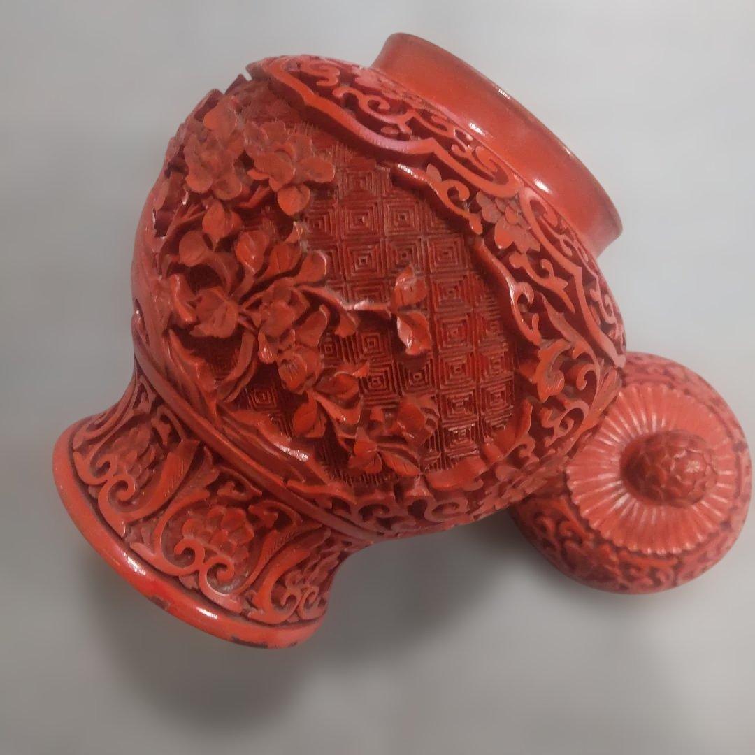 堆朱 中国美術工芸品 伝統美術 茶壺 蓋物