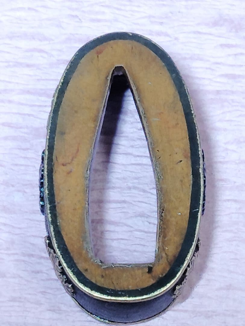 刀装具 縁頭 縁のみ 銅地 金色絵 魚々子地 五三桐紋図 時代物