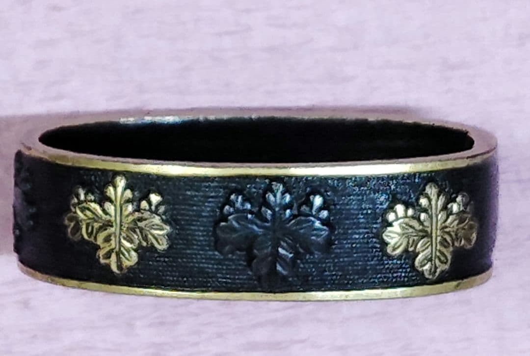 刀装具 縁頭 縁のみ 銅地 金色絵 魚々子地 五三桐紋図 時代物