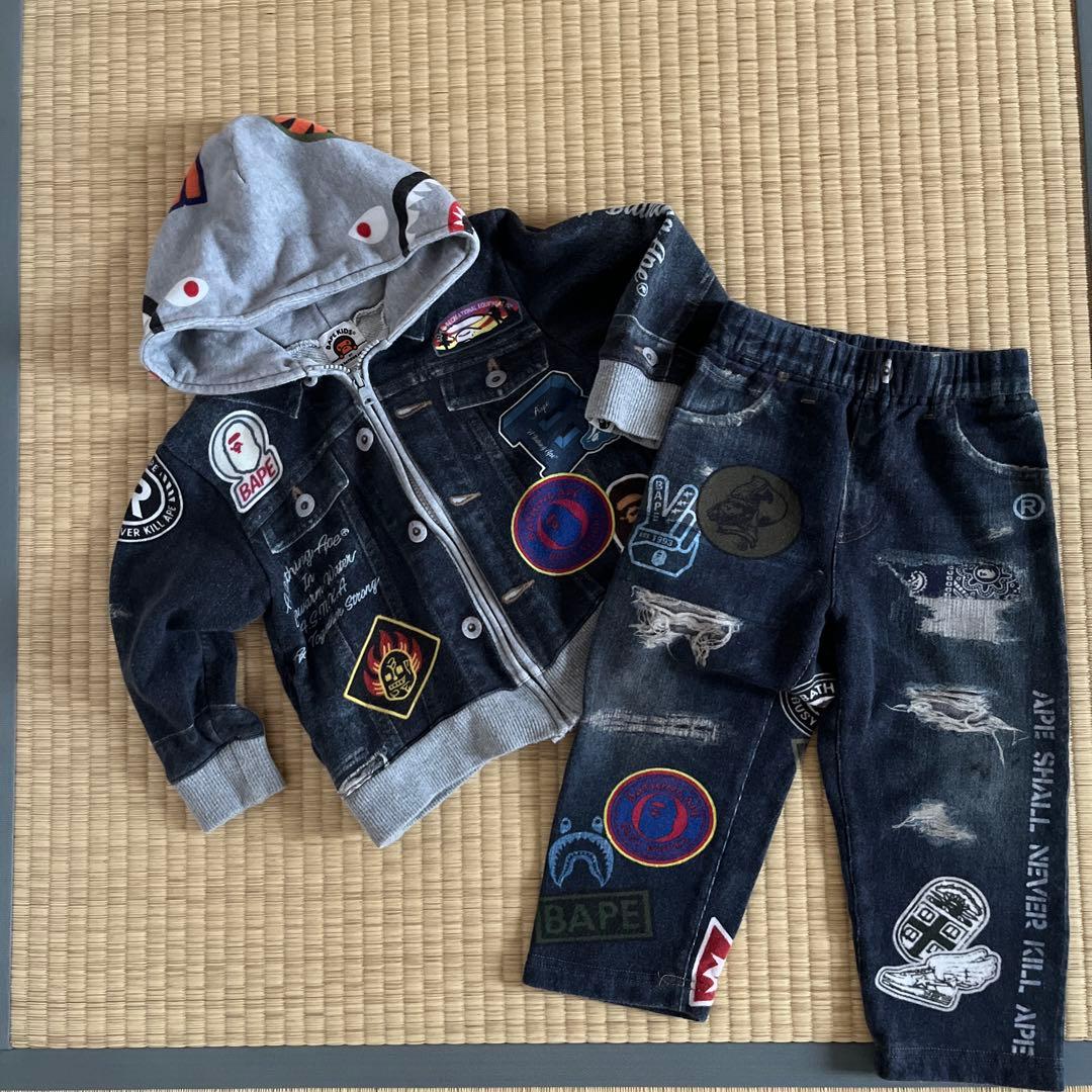【稀少】BAPE KIDS シャーク　パーカーとパンツセット110cm 稀少】BAPE KIDS シャーク パーカーとパンツセット110cm
