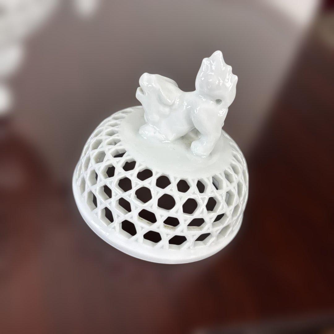 【有田焼】杉原一壷 白磁 香炉 透かし 三つ足香炉