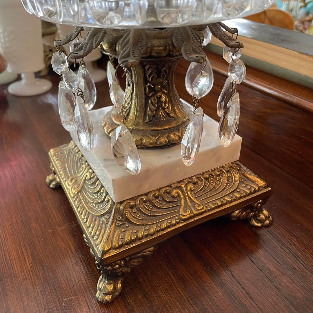 豪華！40s〜50sアメリカアンティーク 大理石&クリスタル付き大型ガラス容器