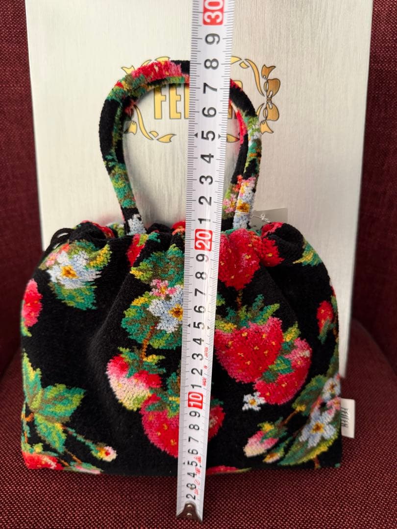 FEILER フェイラー ストロベリーブラック巾着バッグ　未使用