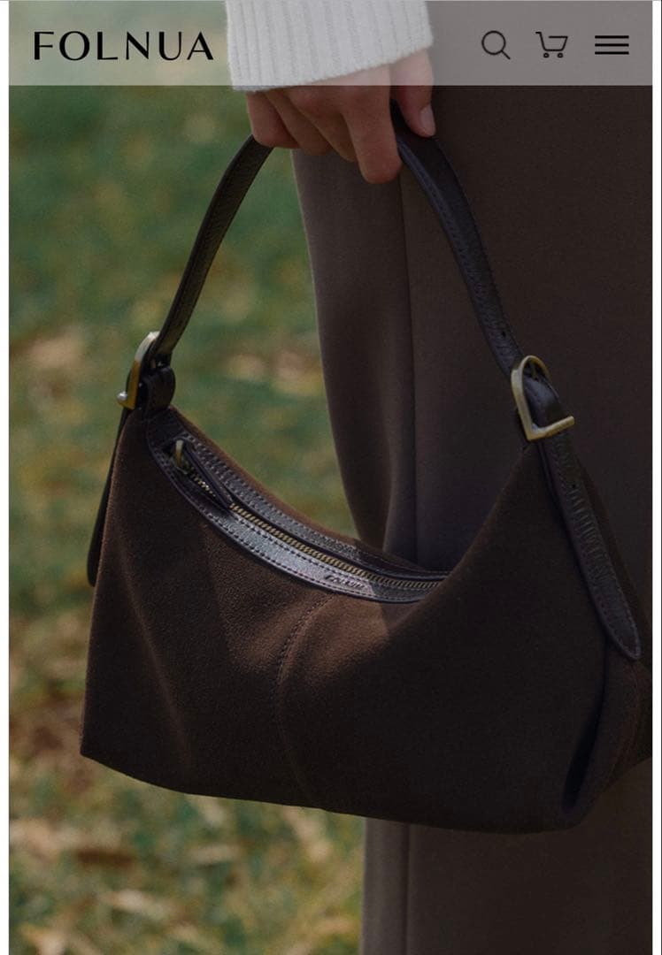 folnua フォルニュア　ミニバトーバッグ ブラウンスウェード