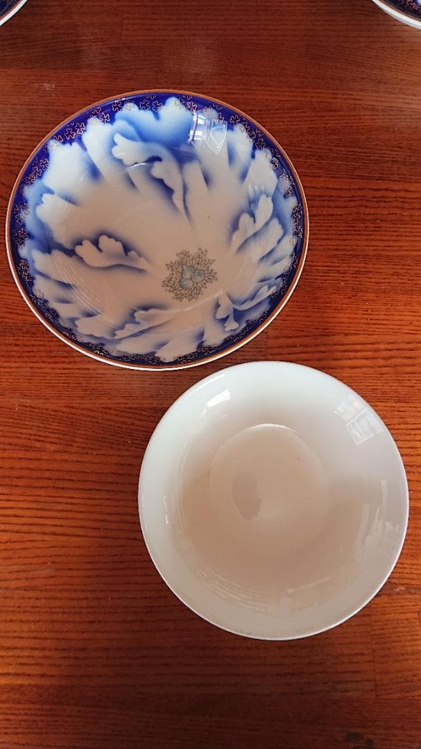 1706 深川製磁牡丹金ミル湯呑蓋付1客皿2客