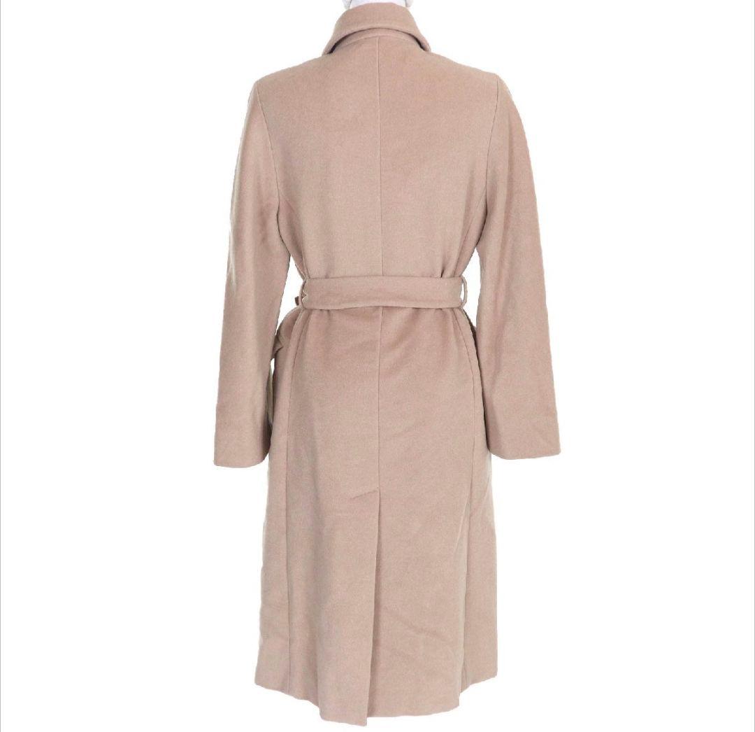 白タグ】Max Mara アンゴラ混 ベルト付 ステンカラーコート 36 伊製
