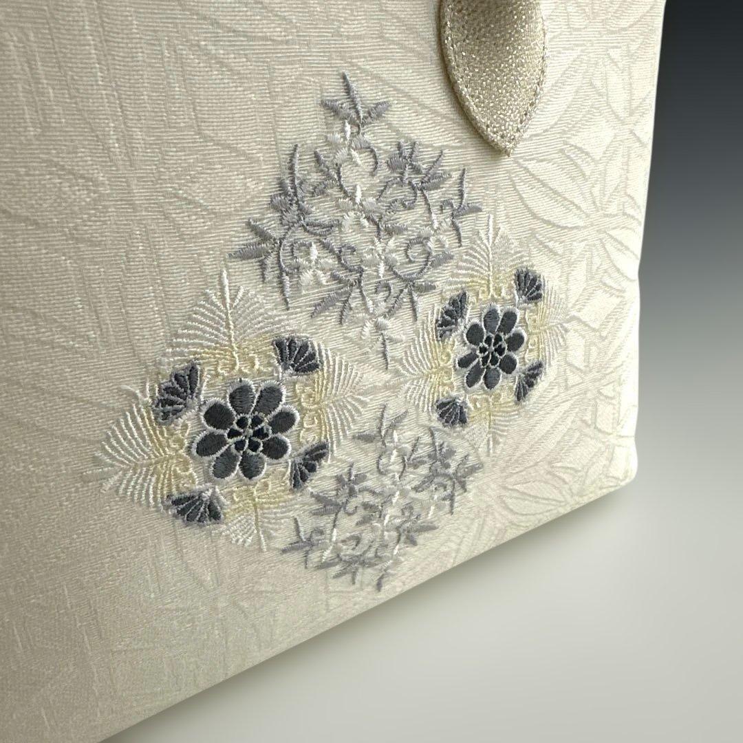 新品未使用 ！！刺繍入り！！京都 西陣 正絹 帯使用 利休バッグ　25123