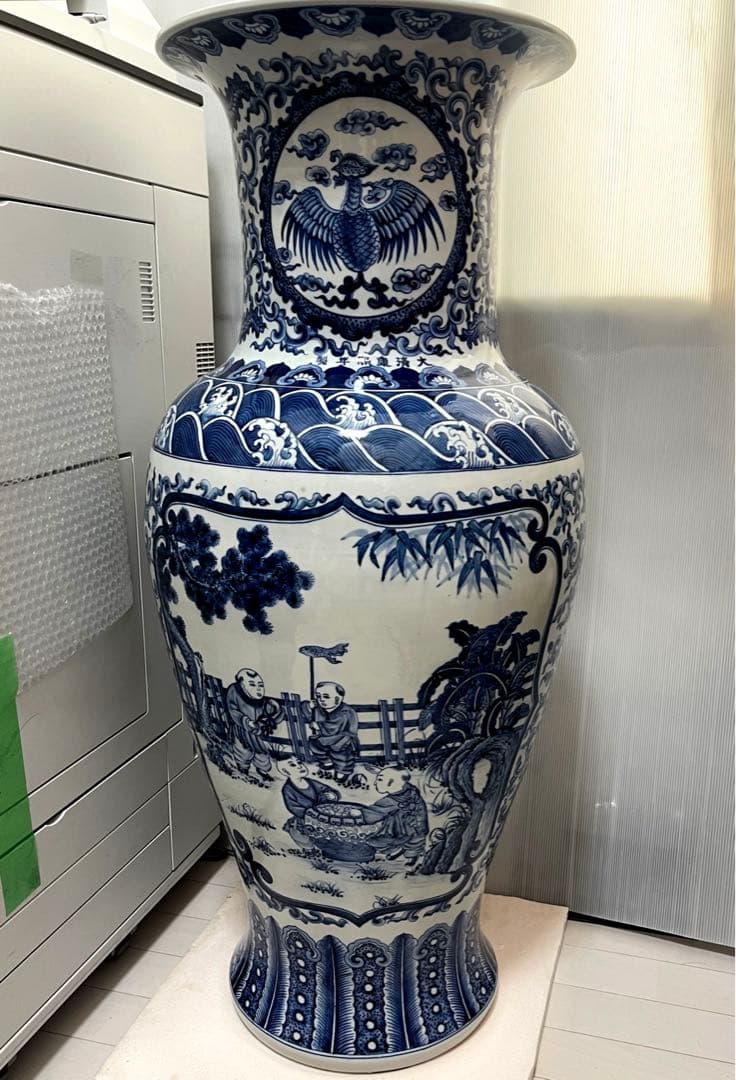 中国 大清康熙年製 青花 大壺　陶芸古美術 瓶。