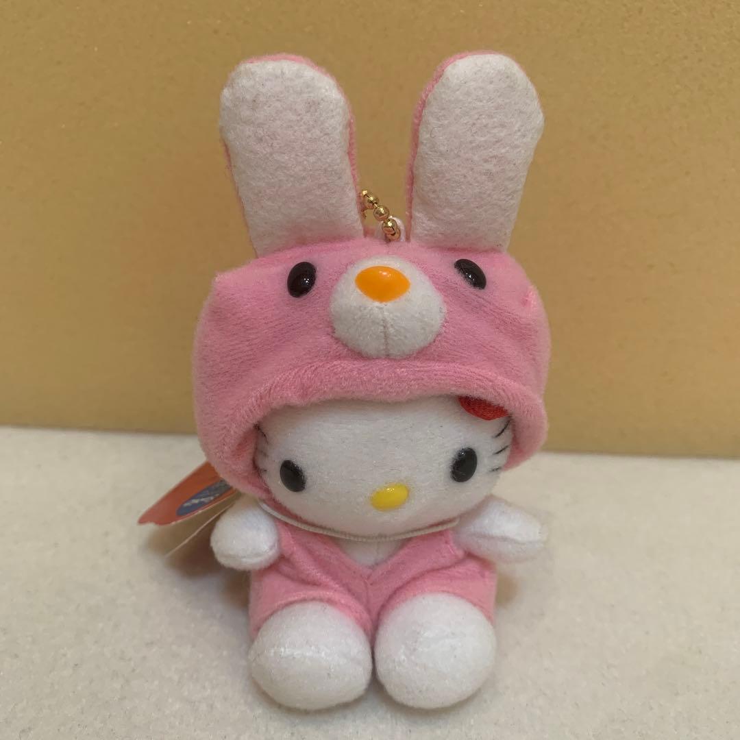 レトロ ハローキティ 変身ぬいぐるみ ウサギ マスコット ホルダー 1998