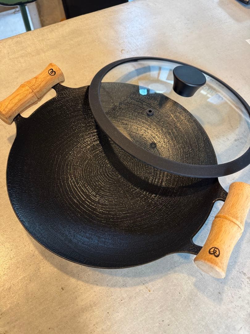 JHQ 鉄板マルチグリドル 正規品 IH 直火対応 軽量 深型29cm 蓋付き