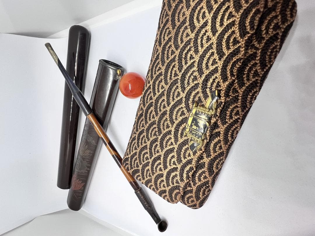 煙草入れ　かます　差し　江戸期　サガラ織　２組セットで