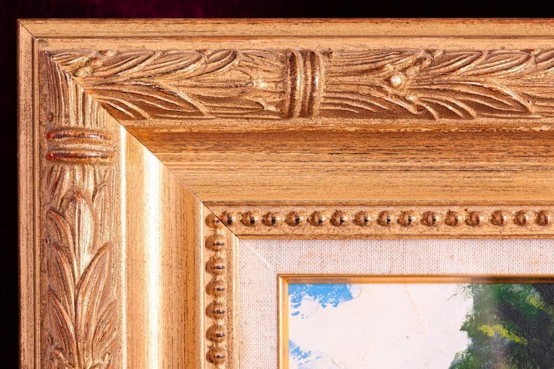 肉筆厚塗り油絵 布マット付き♪ 外寸約730×405mm 手書き油絵