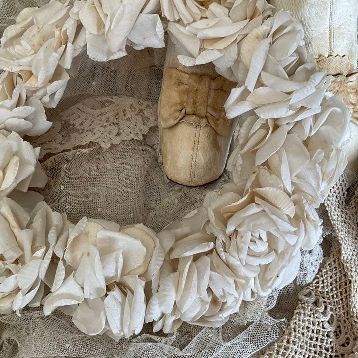 フランス アンティーク 布花花冠 ティアラ ウェディング