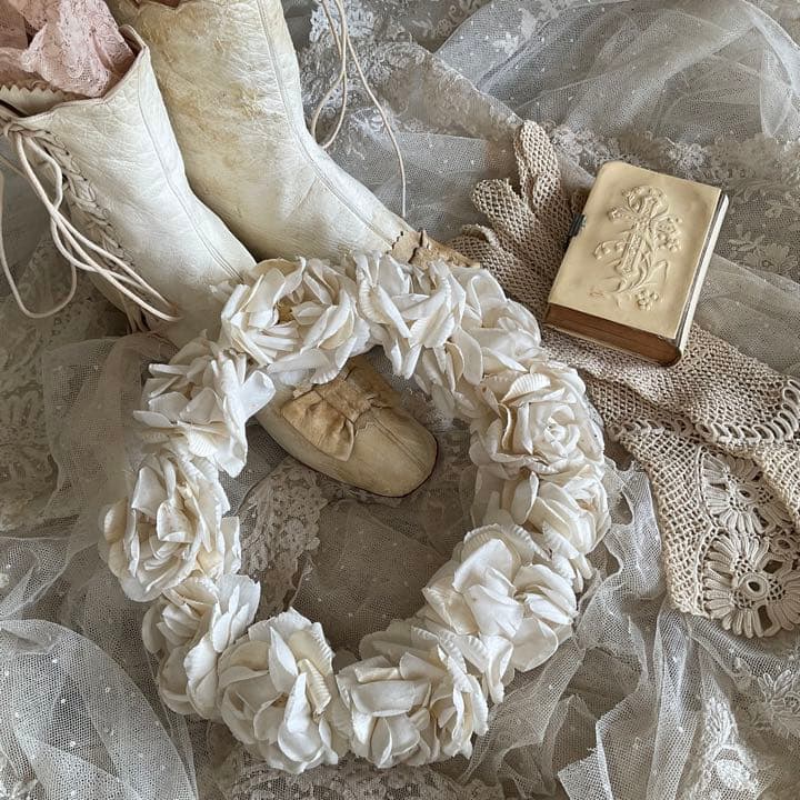 フランス アンティーク 布花花冠 ティアラ ウェディング