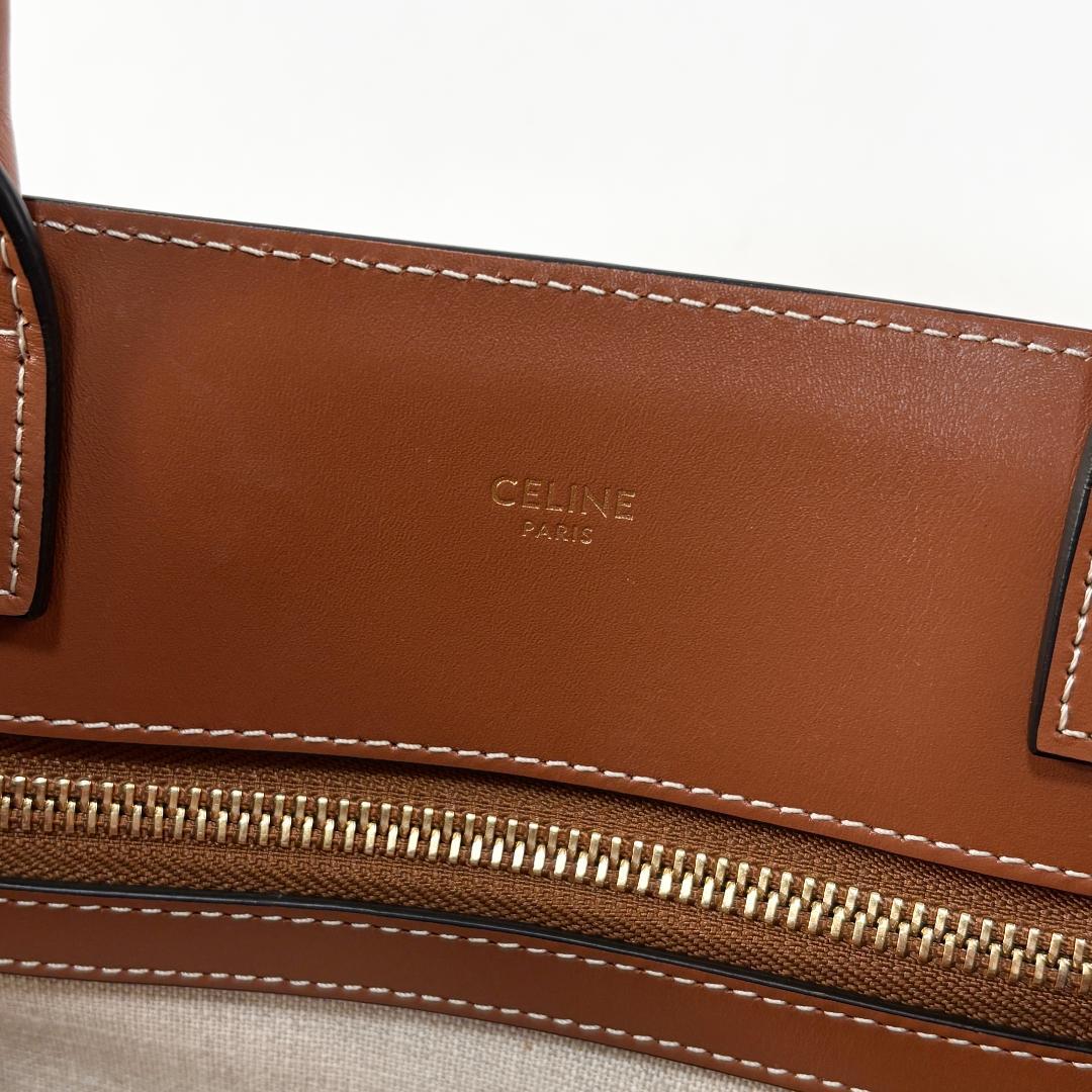 極美品 CELINE スモール バーティカル カバ / チェック ツイード ロゴ