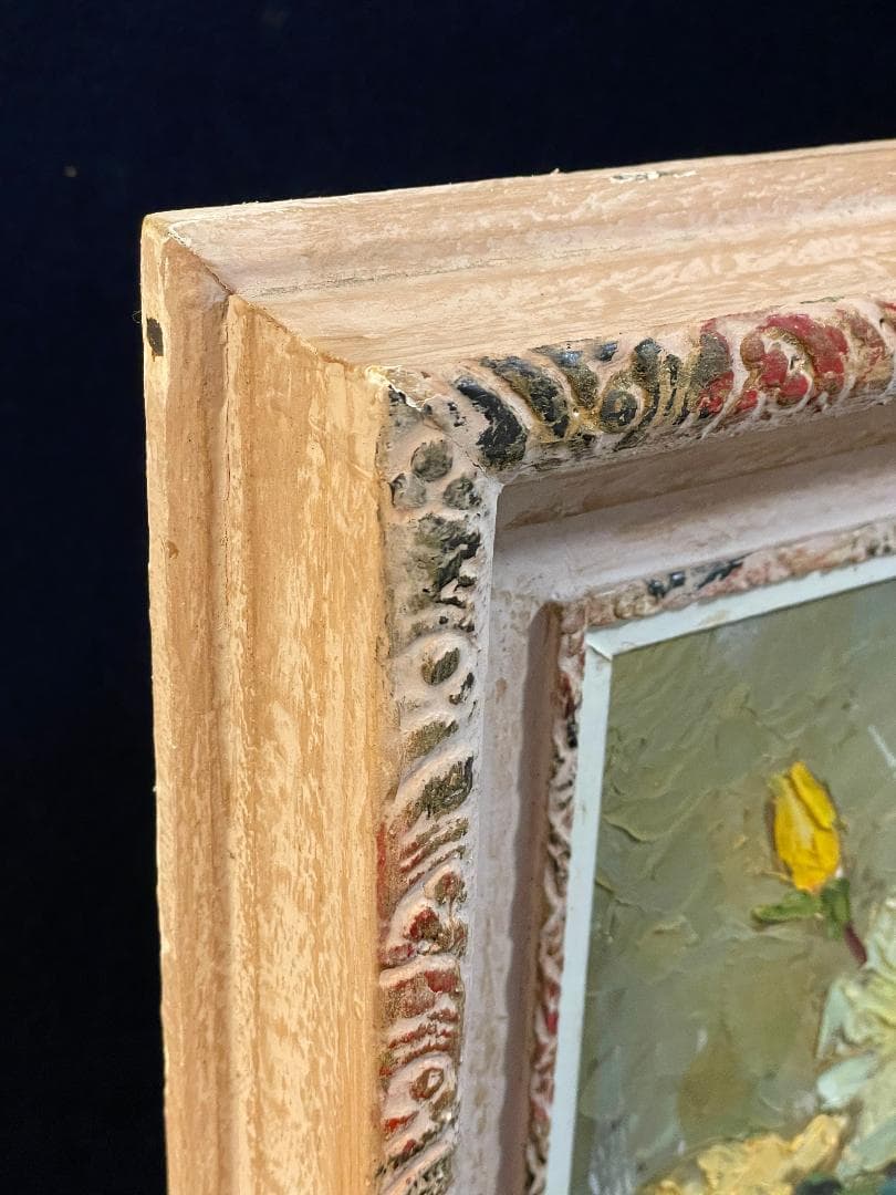 「真作」岡部忠之『薔薇 』静物画　油彩画　額装　サイン有り　10号