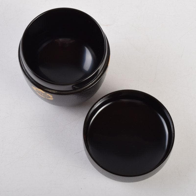 茶道具 山中塗 坂田峰俊作 たたき塗 こぼれ梅 中棗 共箱 V 8865