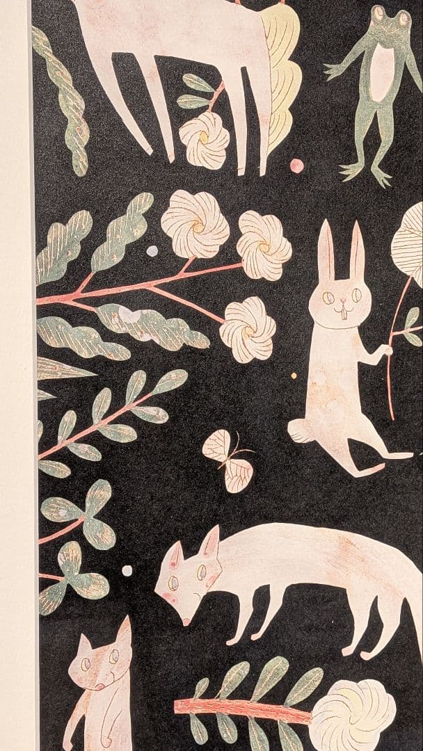 【美品】レアもの　鹿児島睦　動物絵　植物絵　ポスター　額装あり