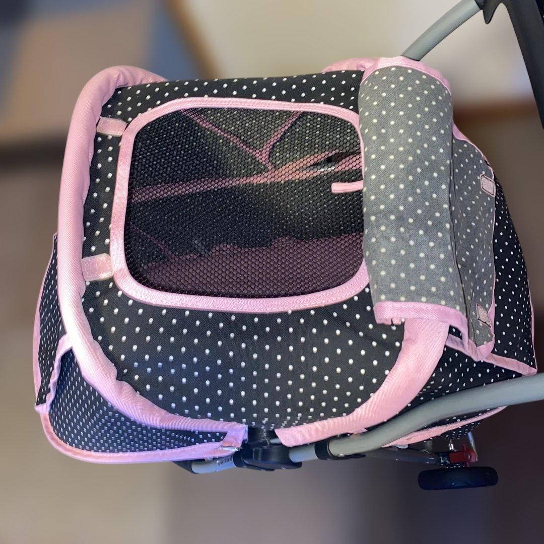 引き取り希望】ペットカート前輪が2輪のため安定感あり！3輪と4輪の