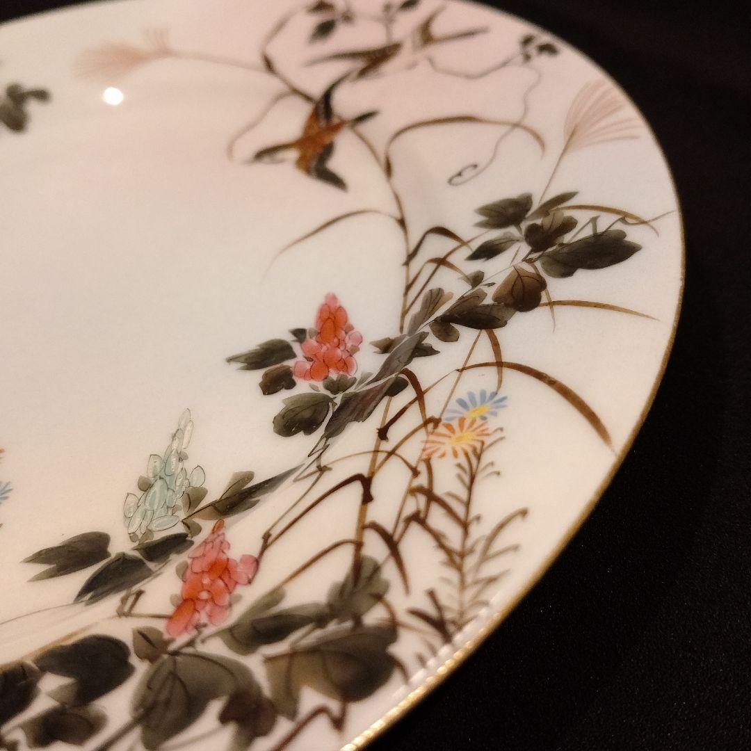 明治期 横浜焼 井村彦次郎 雀 皿 骨董 里帰り 輸出品