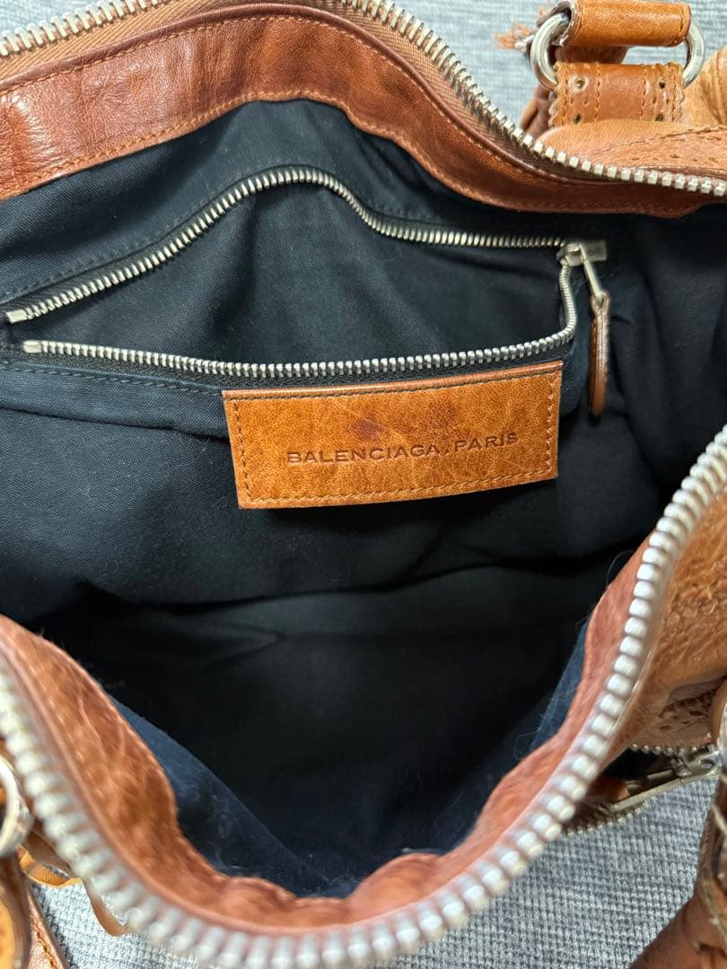 【mx品】BALENCIAGA ブラウンレザー ハンドバッグ