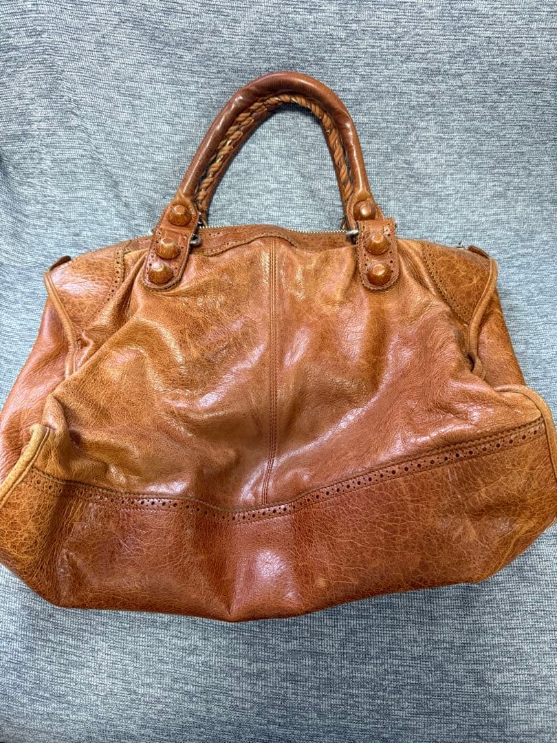 【mx品】BALENCIAGA ブラウンレザー ハンドバッグ