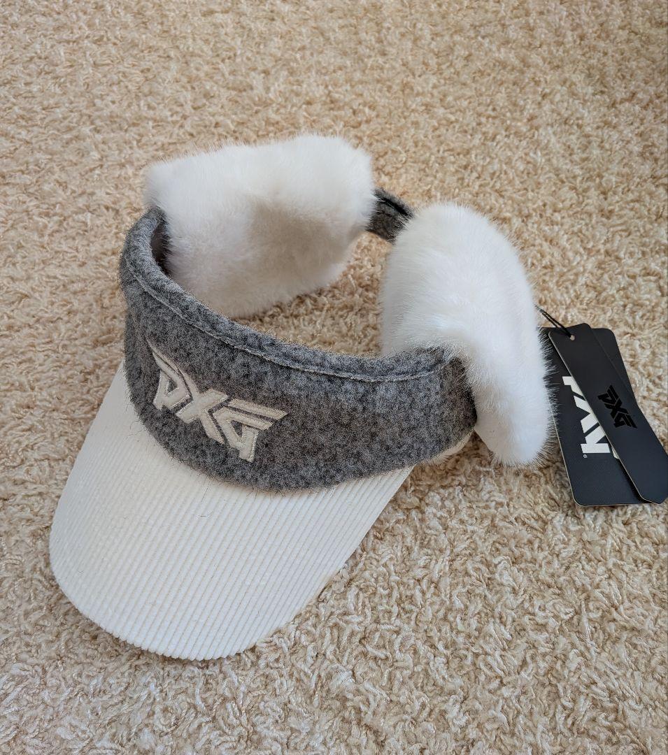 PXG ゴルフ レディース 耳あて付きキャップ グレー/ホワイト